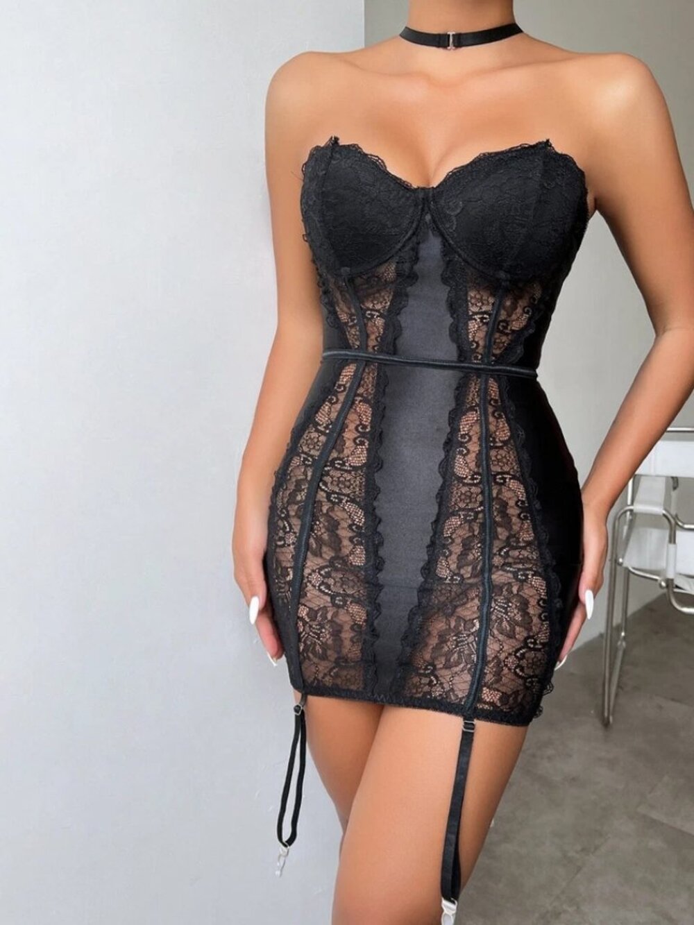 Sexy Backless Lingerie Floral Lace Sleepwear Nightdress See-Thru Babydoll Set - Picture 11 of 13